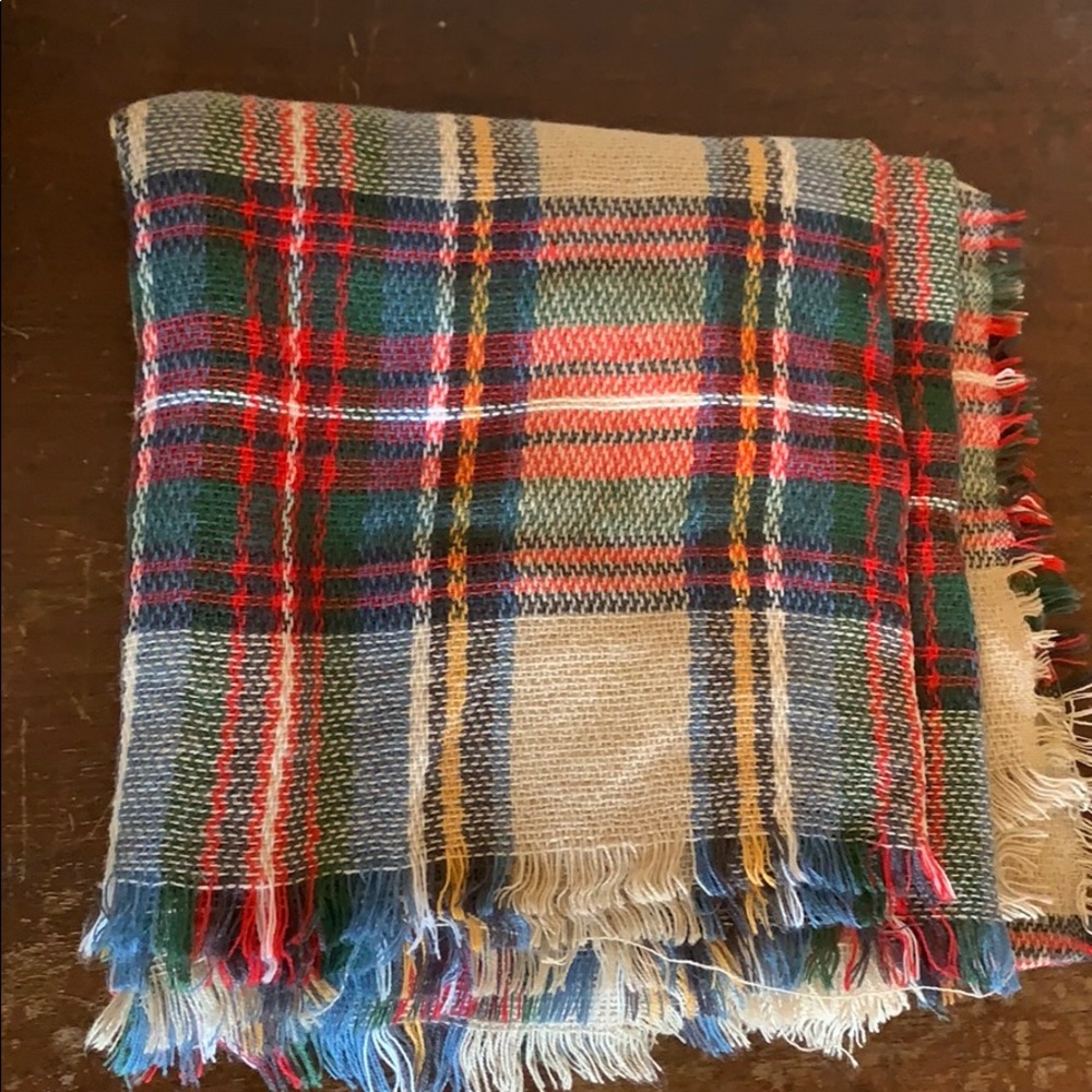 Plaid blanket scarf